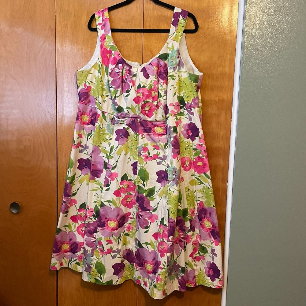 Dress Barn White & Floral Sleeveless Dress, Plus Size 22W